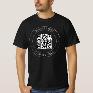 Your QR code & Editable Text   Black & White T-Shirt