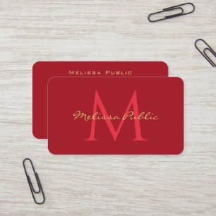 Your QR Code Gold Text Name Script Ruby Red Business Card