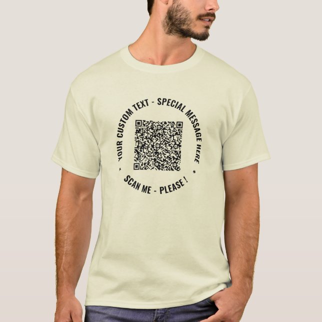 Your QR Code Info Custom Text and Colours T-Shirt (Front)