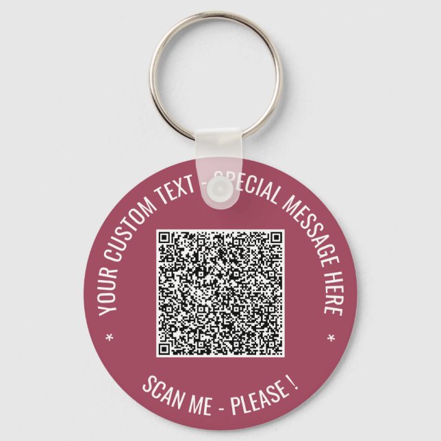 Your QR Code Info Keychain Custom Text and Colours (Front)