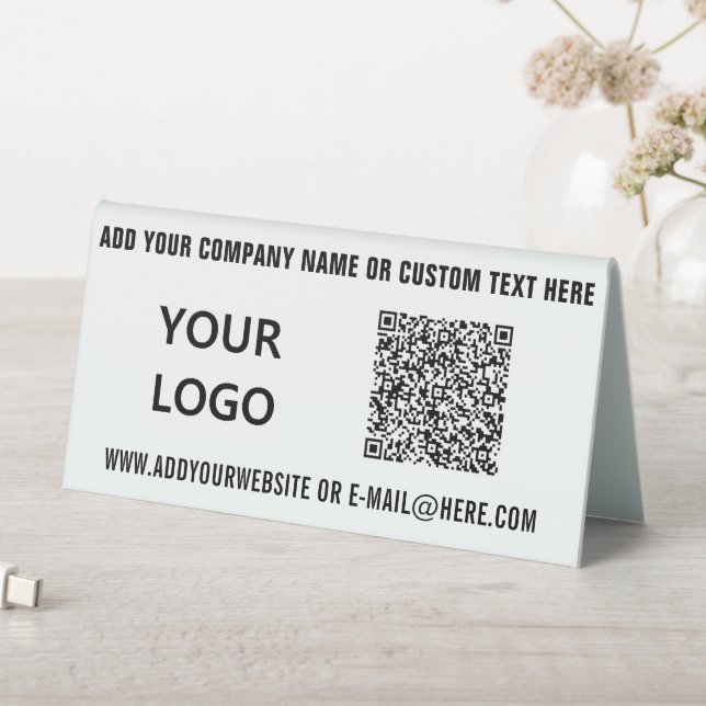 Your QR Code Info Logo and Text Table Tent Sign (In SItu (Table))