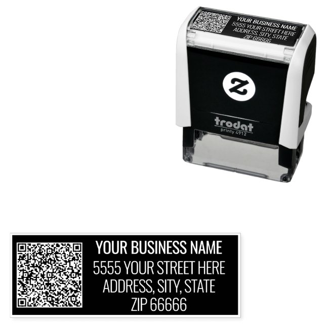 Your QR Code Info Name Address Personalised Stamp (In Situ)