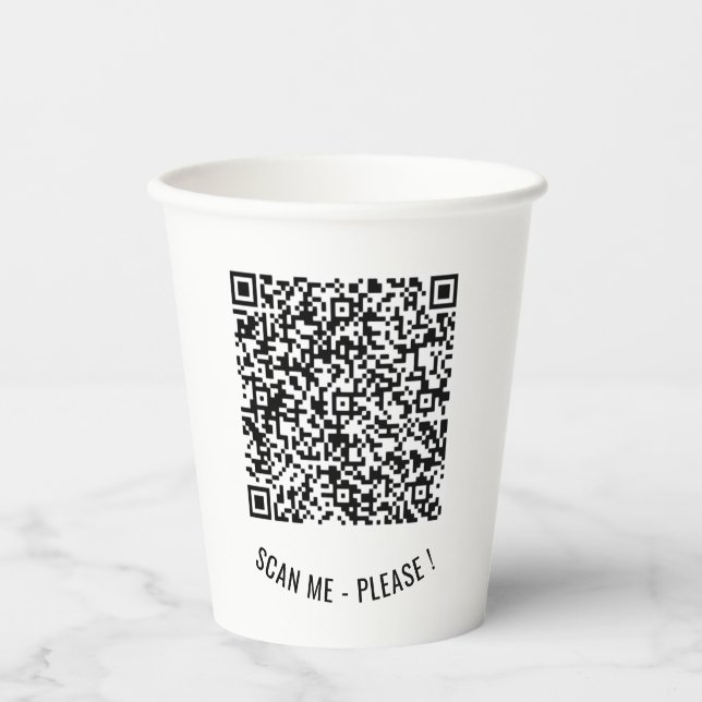 Your QR Code Info Text Paper Cups - Choose Colours (Front)