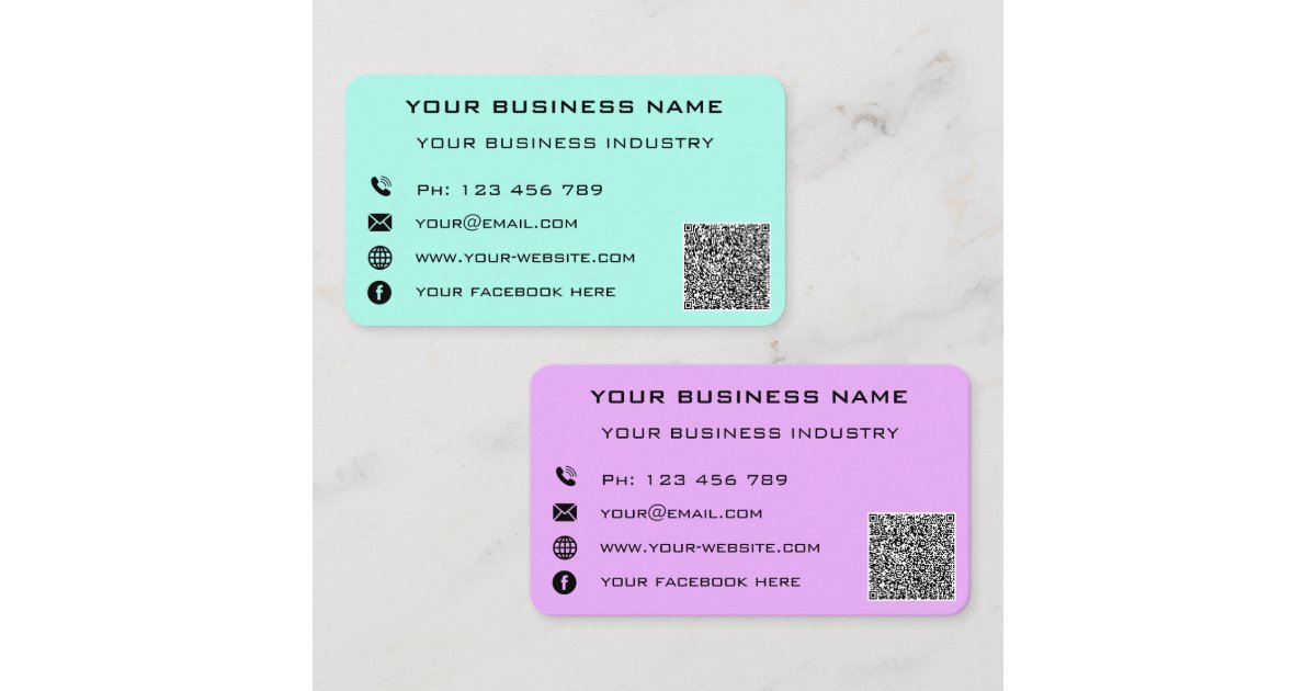 Your QR Code Name Address Info Colour Business Car Calling Card | Zazzle