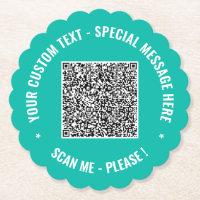Your QR Code Paper Coaster Custom Text and Colours
