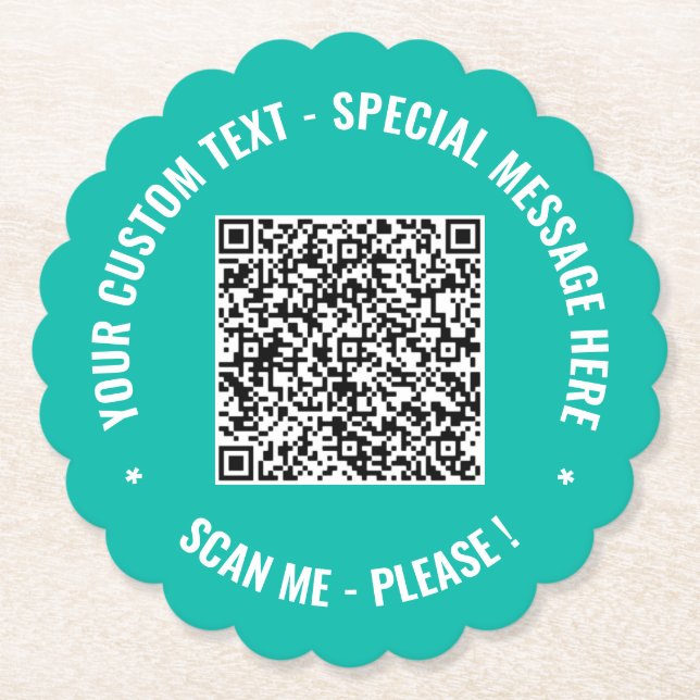 Your QR Code Paper Coaster Custom Text and Colours (Front)