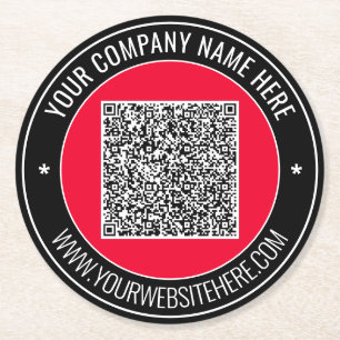 Your QR Code Paper Coaster Custom Text and Colours