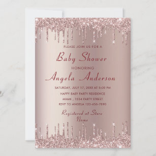 Your QR Code Rose Gold Baby Girl Shower Invitation