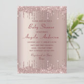Your QR Code Rose Gold Baby Girl Shower Invitation (Standing Front)