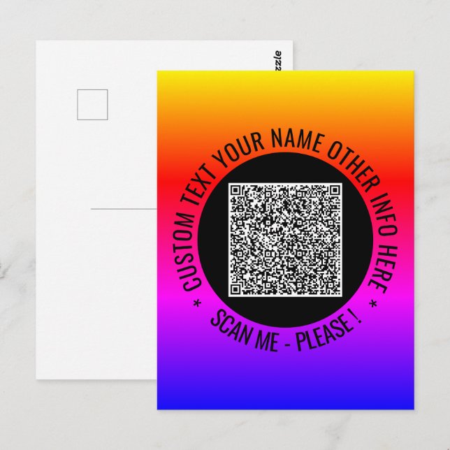 Your QR Code Scan and Custom Text Card (Front/Back)