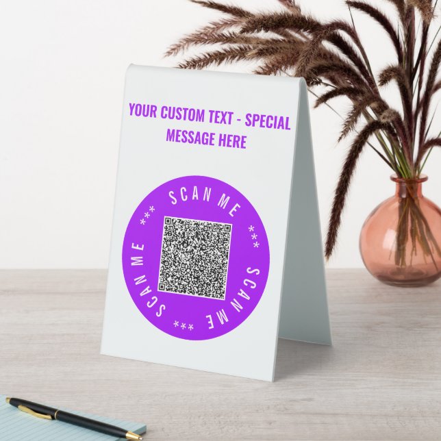 Your QR Code Scan and Custom Text Table Tent Sign (In SItu (Table))