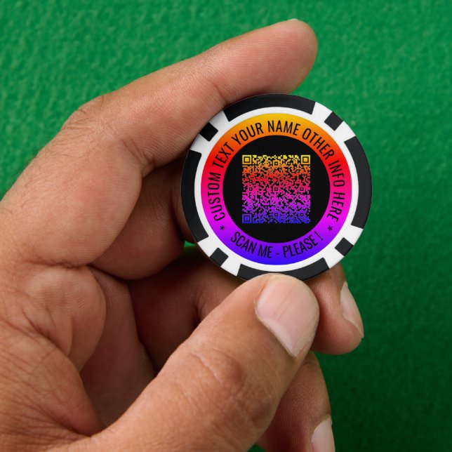 Your QR Code Scan and Custom Text Your Poker Chips (Hand)