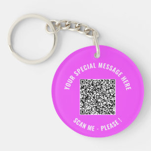 Your QR Code Scan Custom Text and Colour Keychain