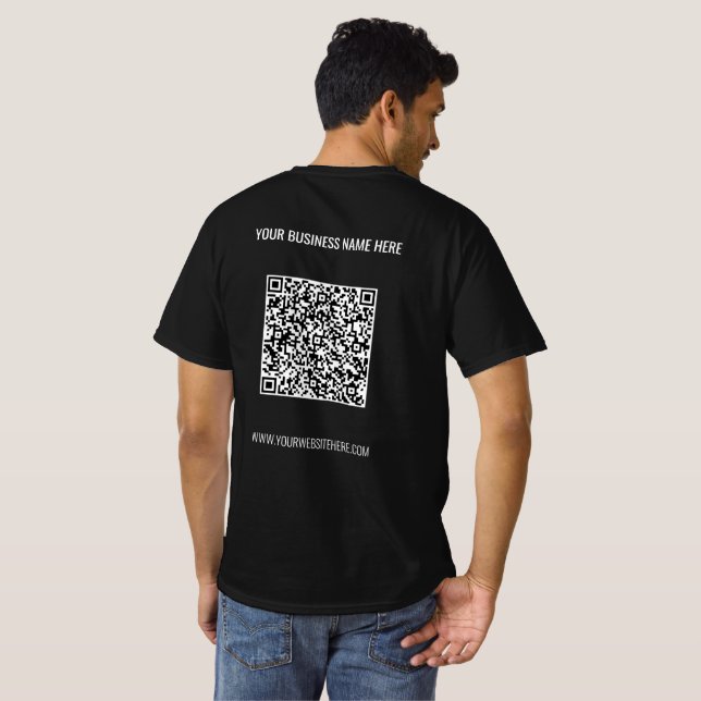 Your QR Code Scan Custom Text Business T-Shirt (Back Full)