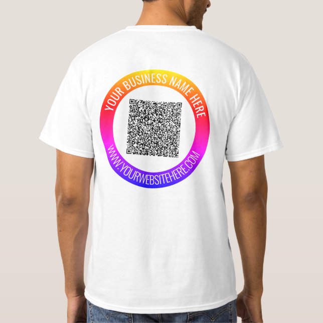 Your QR Code Scan Custom Text Business T-Shirt (Back)