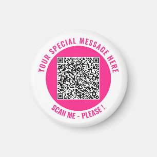 Your QR Code Scan Custom Text Magnet Choose Colour
