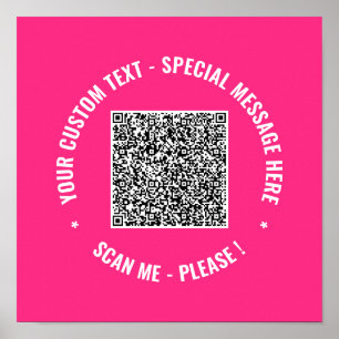 Your QR Code Scan Custom Text Poster Choose Colour