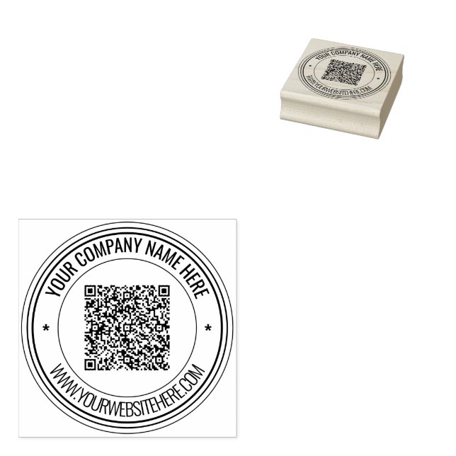 Your QR Code Scan Custom Text Round Rubber Stamp (Stamped)