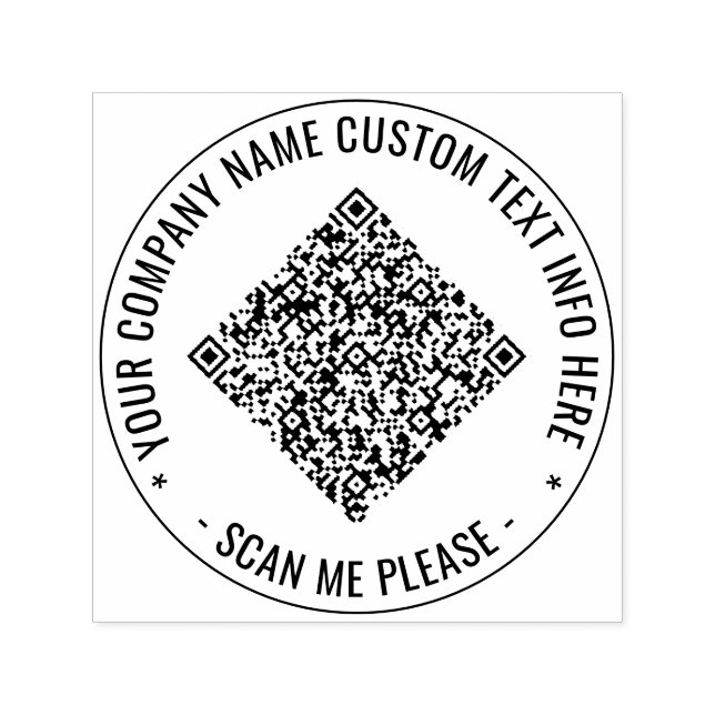 Your QR Code Scan Custom Text Round Stamp Example (Design)