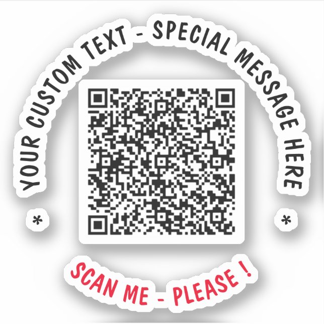 Your QR Code Scan Custom Text Sticker Choose Colou (Front)
