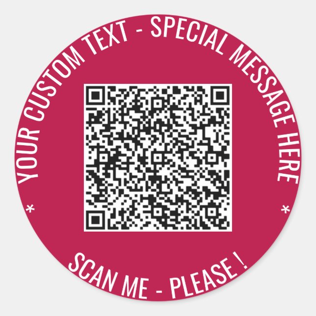 Your QR Code Scan Custom Text Sticker Choose Colou (Front)