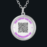 Your QR Code Scan Info and Custom Text Necklace<br><div class="desc">Custom Colors and Font - Your QR Code or Logo / Photo Name Website or Custom Text Promotional Business or Personal Modern Stamp Design Necklace / Gift - Add Your QR Code - Image - Logo or Photo / Name - Company / Website or other Information / text - Resize...</div>