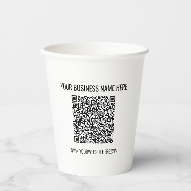 Your QR Code Scan Info and Custom Text Paper Cups (Front)