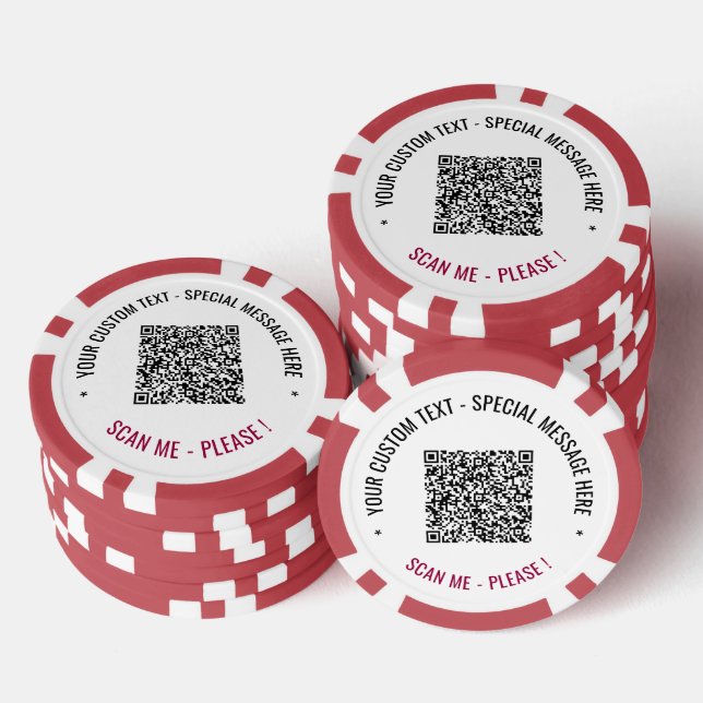 Your QR Code Scan Info and Custom Text Poker Chips (Stack)