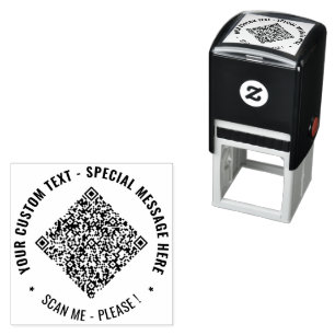 Your QR Code Scan Info and Custom Text Round Stamp