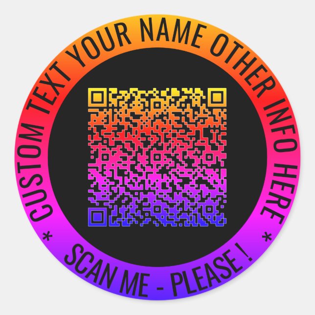 Your QR Code Scan Info and Custom Text Sticker (Front)