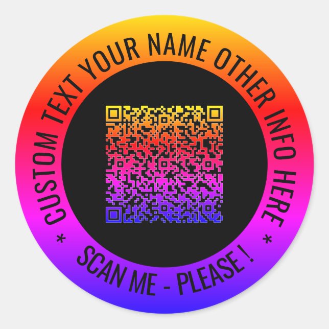 Your QR Code Scan Info and Custom Text Stickers (Front)