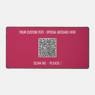 Your QR Code Scan Info Custom Text and Colors Desk Mat