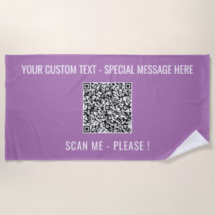Your QR Code Scan Info Custom Text Beach Towel