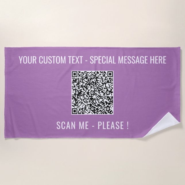 Your QR Code Scan Info Custom Text Beach Towel (Front)