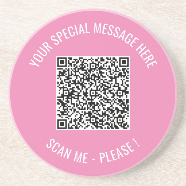 Your QR Code Scan Info Custom Text Coaster (Front)