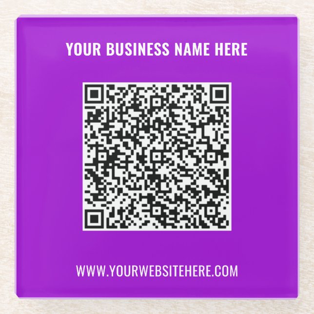 Your QR Code Scan Info Custom Text Glass Coaster (Front)