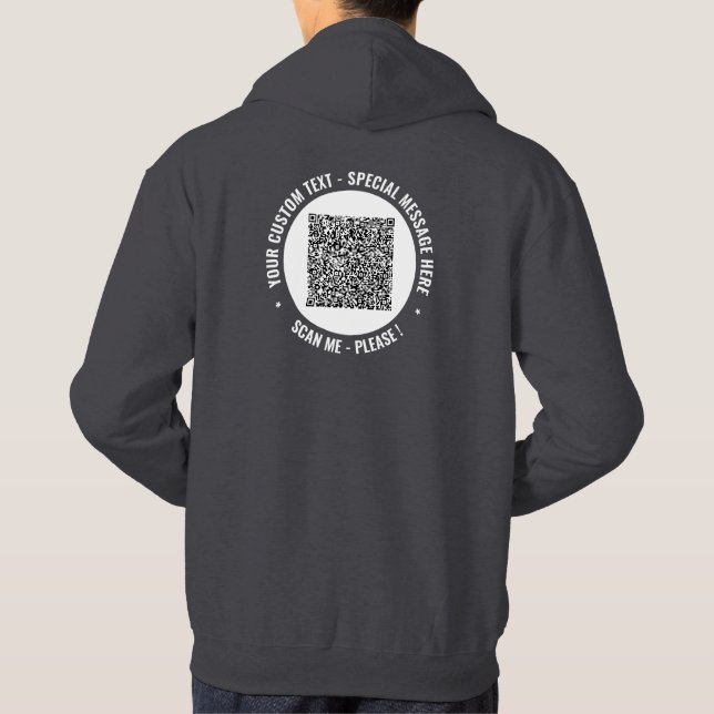 Your QR Code Scan Info Custom Text Hoodie (Back)