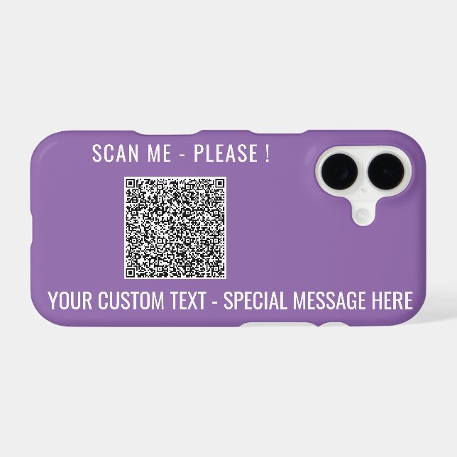 Your QR Code Scan Info Custom Text iPhone Case (Back (Horizontal))