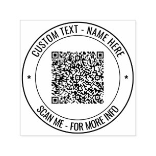 Your QR Code Scan Info Custom Text Round Stamp