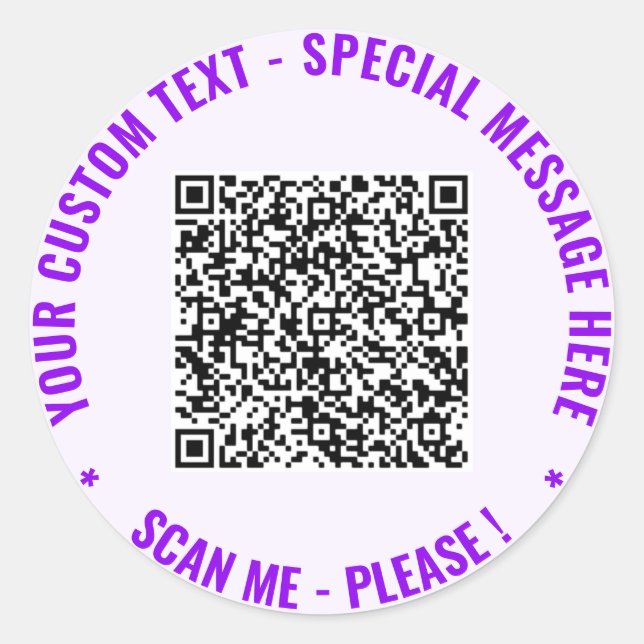 Your QR Code Scan Info Custom Text Sticker Gift (Front)