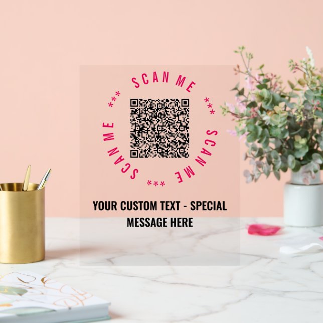 Your QR Code Scan Info Custom Text Table Tent Sign (Wedding)