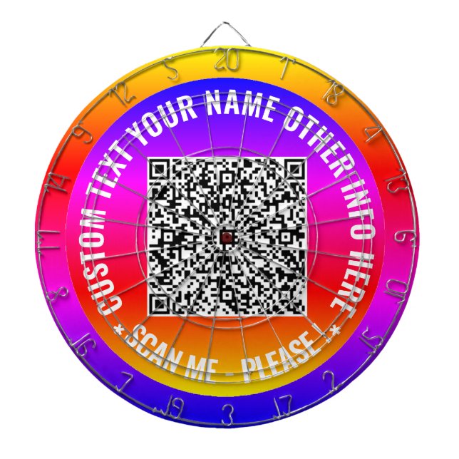 Your QR Code Scan Info Dart Board with Custom Text (Front)