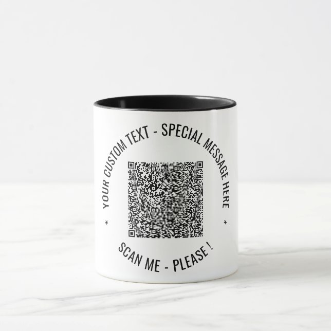 Your QR Code Scan Info Text and Colours Coffee Mug (Center)