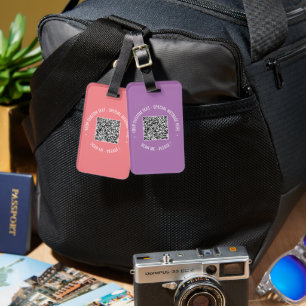Your QR Code Scan Info Text and Colours Luggage Ta Luggage Tag