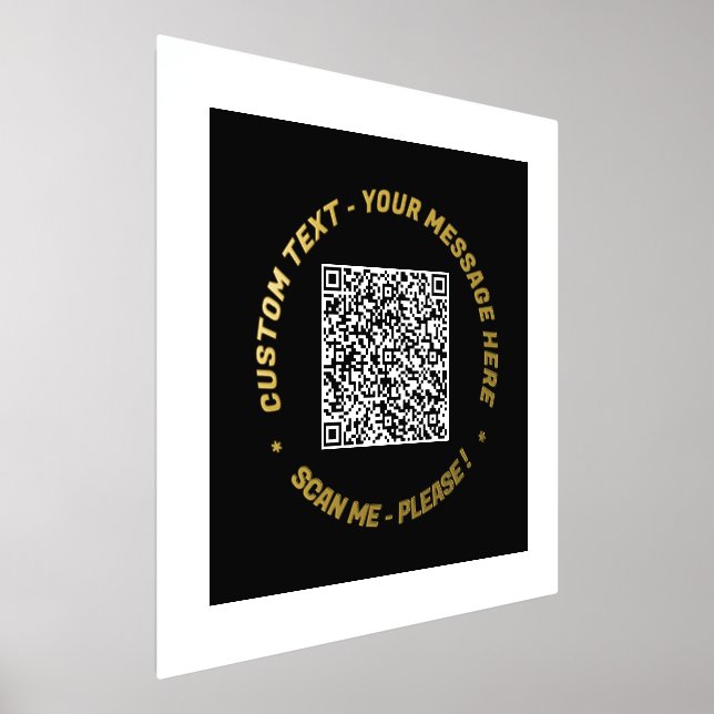 Your QR Code Scan Info Text Black Gold Foil Prints (Laydown)