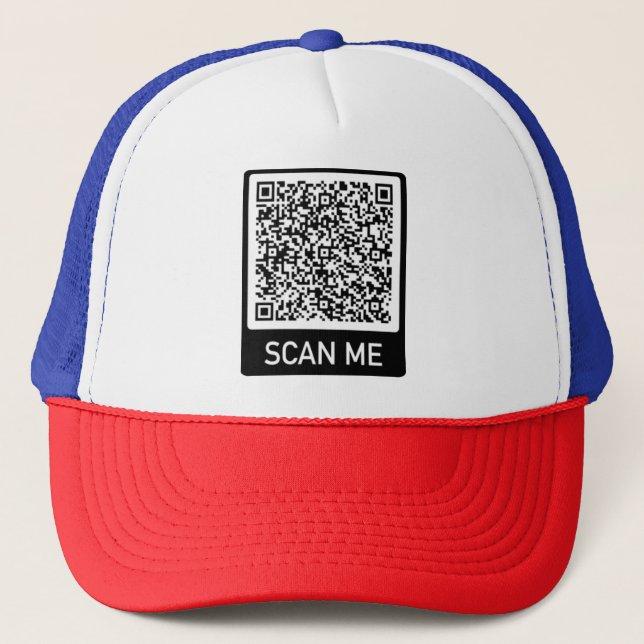 Your QR Code Scan Me Info Modern Trucker Hat Gift (Front)