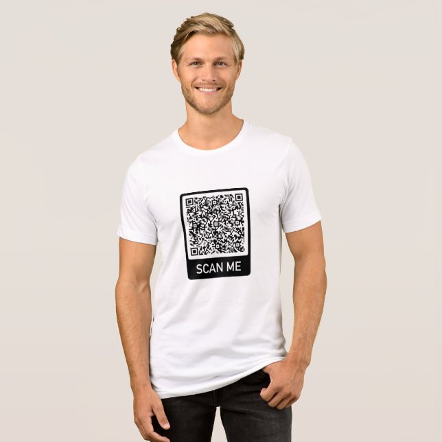 Your QR Code T-Shirt Scan Info Personalised Gift Tri-Blend Shirt (Front Full)