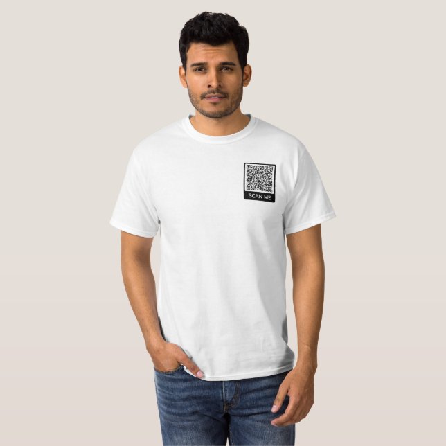 Your QR Code T-Shirt Scan Me Text Funny Gift (Front Full)