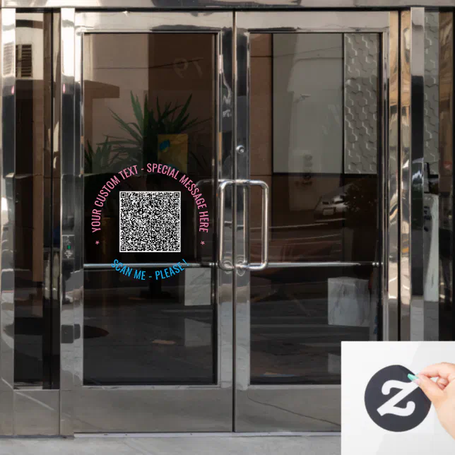 Your QR Code Text Promotional Window Cling Example | Zazzle