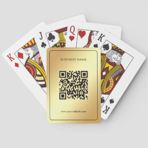 Your QR Code Upload Business Logo Glam Gold Playing Cards